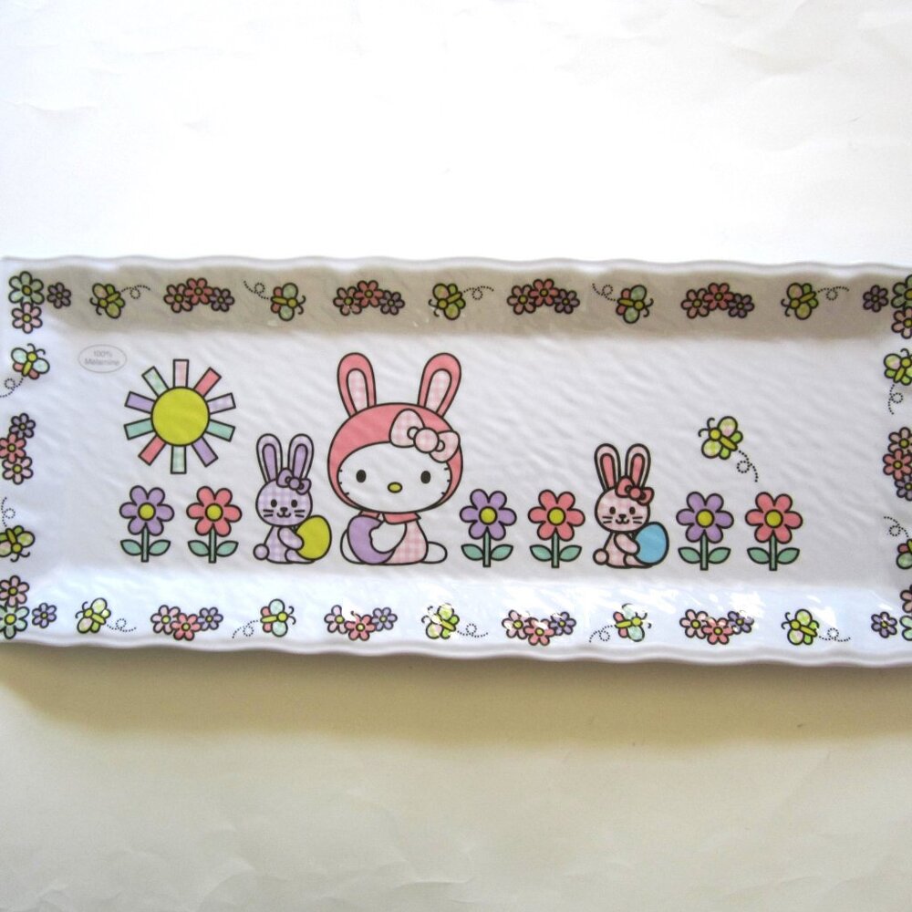 Hello Kitty Easter Rabbit Flower Plate Sanrio NEW